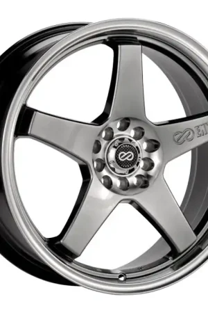 Enkei EV5 17x7 4x100/114.3 38mm Offset 72.6 Bolt Diameter Hyper Black w/ Machined Lip Wheel Bulk Order