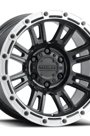 Raceline 956BS Compass 17x8.5in / 6x120 BP / 0mm Offset / 67.1mm Bore - Black & Silver Lip Wheel Hot Deal