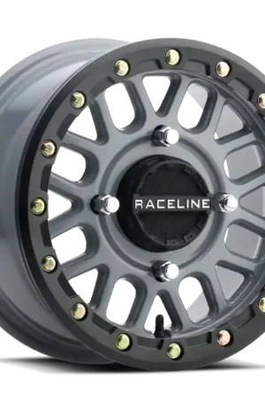 Free Shipping Raceline A93SG Podium 14x7in/4x137 BP/10mm Offset/110.18mm Bore - Grey & Black Ring Beadlock Wheel