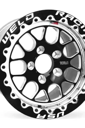 Best Seller Weld S77 15x9.33 / 5x4.5 BP / 3.5in. BS Black Wheel (Low Pad) - Black Single Beadlock MT