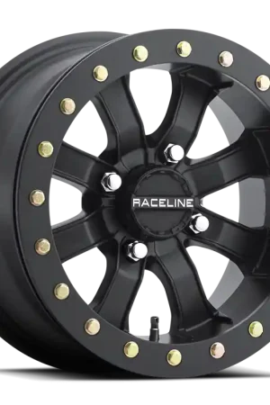 Worldwide Shipping Raceline A71B Mamba 14x7in / 4x156 BP / 5mm Offset / 132.5mm Bore - Satin Black Beadlock Wheel