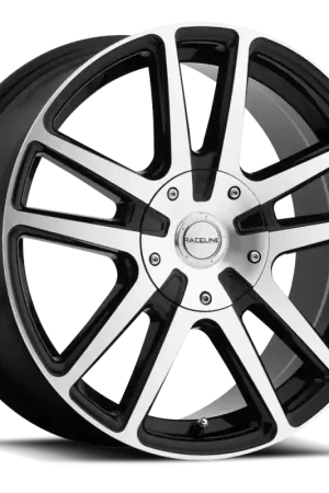 Raceline 145M Encore 18x8in / 5x110/5x114.3 BP / 40mm Offset / 72.62mm Bore - Black & Machined Wheel Price Cut