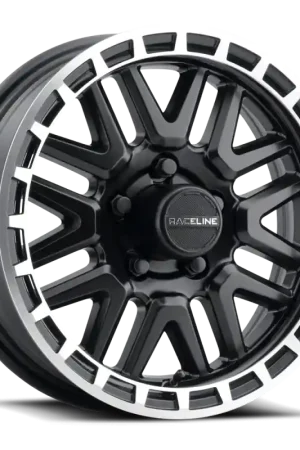 Raceline 953BM Krank 13x4.5in / 5x114.3 BP / -0.125mm Offset / 3.19mm Bore - Black & MACH. Wheel Clearance
