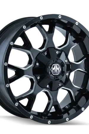 Mayhem 8015 Warrior 20x9 / 8x165.1 BP / 0mm Offset / 130.8mm Hub Gloss Black Milled Wheel Certified