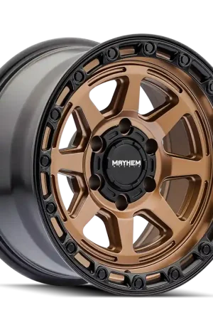 Worldwide Shipping Mayhem 8306 Ridgeline 17x8.5 / 6x135 BP / -6mm Offset / 87.1mm Hub Satin Bronze/Black Lip Wheel