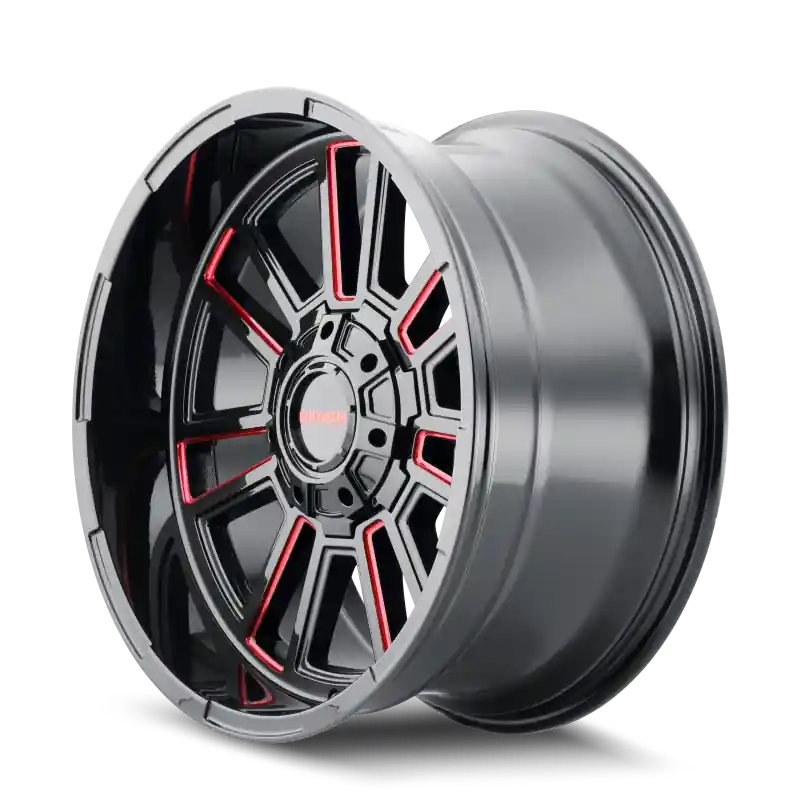 Mayhem 8115 Apollo 20x9 / 8x165.1 BP / 18mm Offset / 125.2mm Hub Black w/ Prism Red Wheel Wholesale