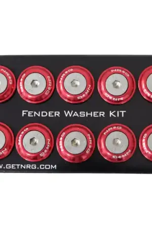 Best Seller NRG Fender Washer Kit w/Rivets For Plastic (Red) - Set of 10