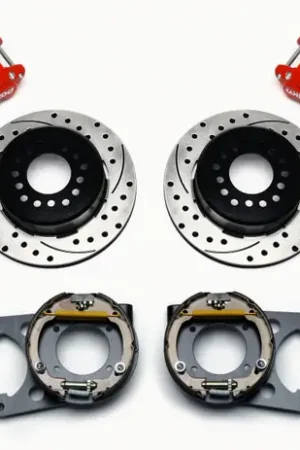 Budget Wilwood D154 P/S P-B Kit Drilled-Red Chevy C-10 2.42 Offset 5-lug