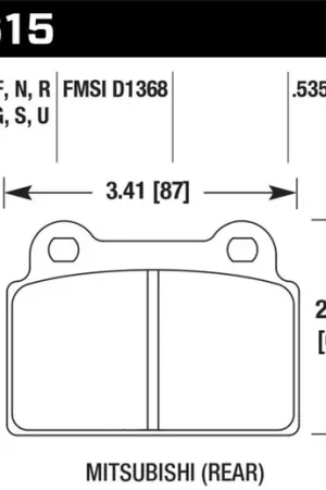 Get Yours Hawk 2008-2014 Mitsubishi Lancer Evo (1-piece front rotor) High Perf. Street 5.0 Rear Brake Pads