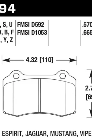 Hawk 92-02 Dodge Viper HPS 5.0 Front Brake Pads Direct From Factory