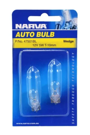Narva 47501BL 12V 5W W2.1 X 9.5D W5W Wedge Globes (Pack of 2) Worldwide Shipping