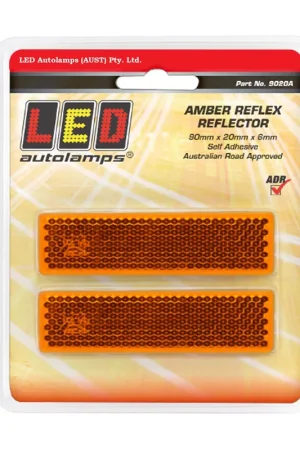 Editor’s Pick LED Autolamps 9020A Slimline Amber Reflex Reflectors - Rectangle Shape with 3M Double Sided Tape Mount