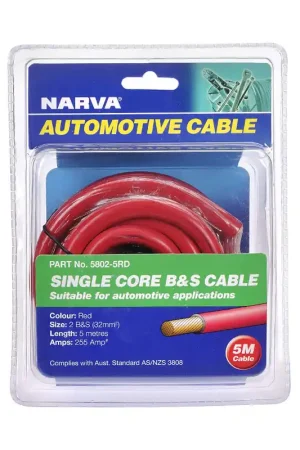 Narva 255A Red 2 B\\u0026S Cable (5M) 5802-5Rd Order Now
