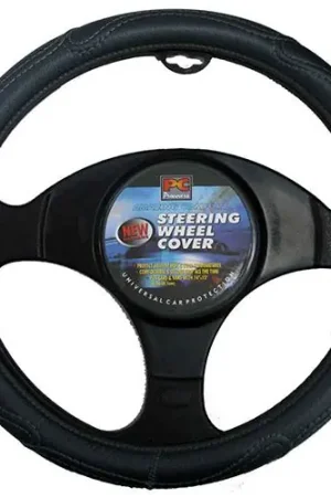 PCCovers 40cm Steering Wheel Cover - Rough Leather Look - Black - RG2427-40BK (Pickup Only) High Quality
