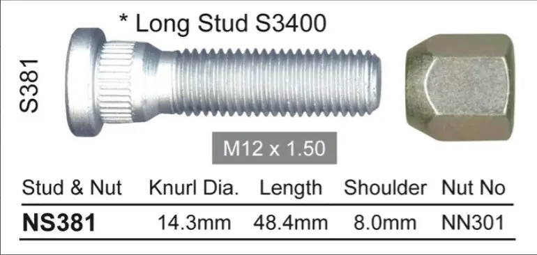 No Minimum Order Nice Wheel Stud \\u0026 Nut Set - NS381