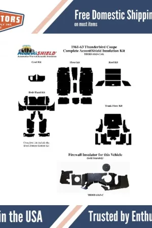 Buy Online Insulation Sound Deadener Kit for 61-63 Thunderbird Coupe Acoustishield Complete