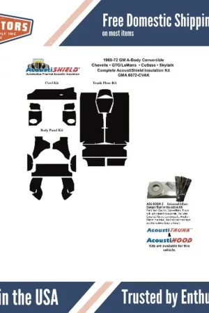 Latest 1968-1972 Pontiac Catalina, Chevrolet Impala, Oldsmobile Cutlass, Insulation Sound Deadener Kit GMA 6872-CVAK