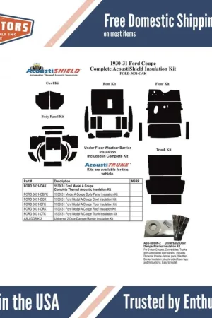 Limited Offer Door Insulation Kit for 1930-1931 Ford Model A Panel Delivery