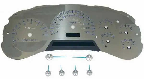 US Speedo Stainless Steel Gauge Face with Blue Back and Color Match Needles - Displays 120 MPH - SS GM 20B Best Price