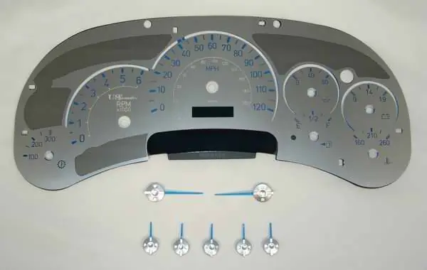 US Speedo Stainless Steel Gauge Face with Blue Back and Color Match Needles - Displays 120 MPH - Transmission Temperature - SS H2 01B Big Sale
