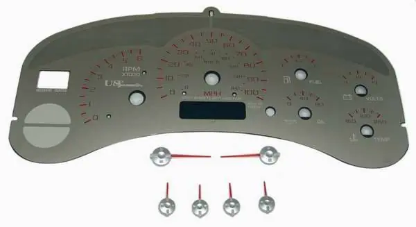 US Speedo Stainless Steel Gauge Face with Red Back and Color Match Needles - Displays 100 MPH - No Transmission - SS GM 99R Free Delivery