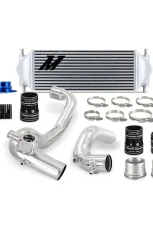 Time-Limited Mishimoto 2021-2024 2.3L Bronco Stock Location Intercooler Kit with Polished Pipes and SIlver Core