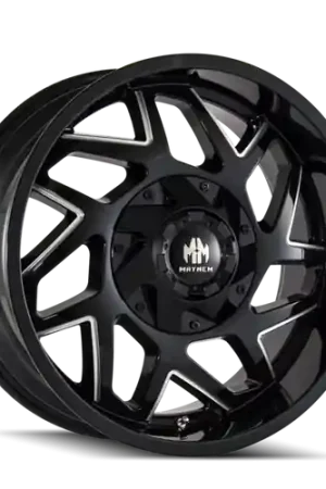 Mayhem 8106 Hatchet 20x9 / 5x139.7 BP / 0mm Offset / 110mm Hub Black w/ Milled Spokes Wheel Exclusive Offer