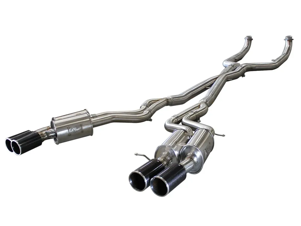 aFe MACH Force-Xp 3" 304 Stainless Steel Cat-Back Exhaust System (BMW M5 F10 12-16) Carbon Fibre Tips Same Day Shipping