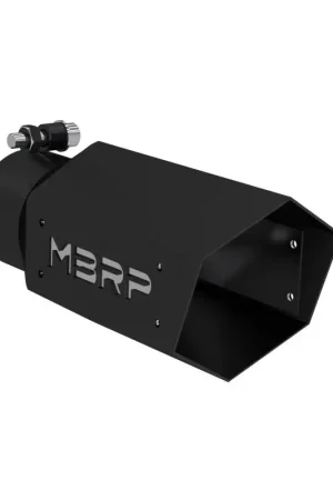 Grab Now MBRP MBRP Universal 4in Hex Tip 3in Inlet 10in Length w/ Logo - Black Coated