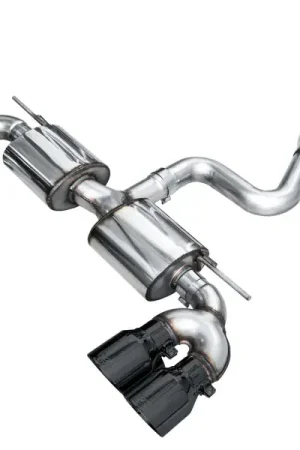 Money Back Guarantee AWE Tuning MK8 Volkswagen Golf R 3in Touring Edition Quad Exhaust - Diamond Black Tips