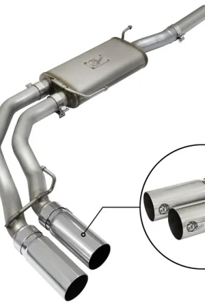 Last Chance aFe Rebel Series 2.5" 409 Stainless Steel Cat-Back Exhaust System (Wrangler JK Unlimited 07-18) - Black Tips