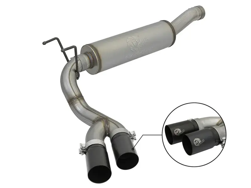 aFe Rebel Series 3.5" 409 Stainless Steel DPF-Back Exhaust System (F-150 V6 2018+) - Black Tips Free Returns