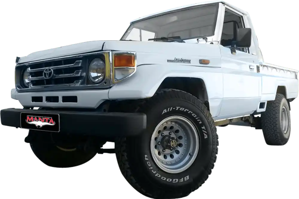 Grab Now Manta Performance Single 2.5in Full System with Extractors Stainless Steel - Quiet (Landcruiser HZJ75/HZJ78 80+)