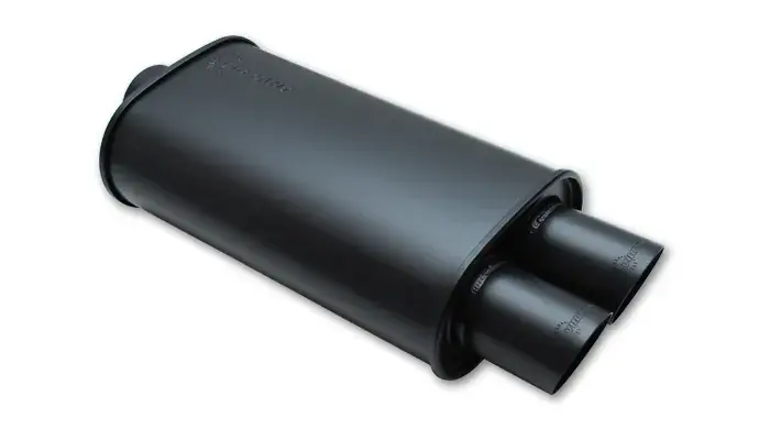 Brand New Vibrant Performance Streetpower Flat Black Oval Muffler with Dual Tips