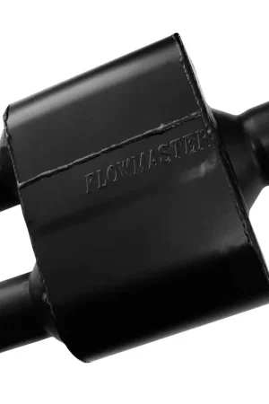 Flowmaster Super 10 Series Chambered Muffler Super 10 Series Stainless Steel - 2.50 Center In / 2.25 Dual Out - Aggressive Sound While Supplies Last