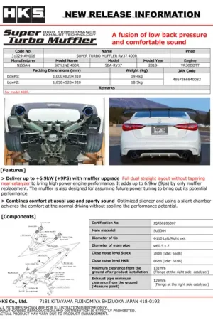 HKS SUPER TURBO MUFFLER RV37 400R Reduced Price