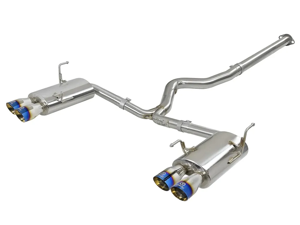 Top Rated aFe Takeda 3" to 2-1/4" 304 Stainless Steel Cat-Back Exhaust System (WRX/Sti 2015+) Blue Flame Tips
