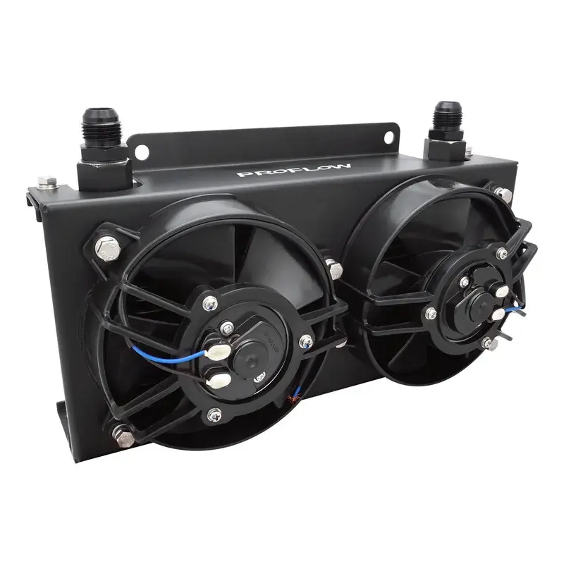 Budget Proflow Oil Cooler Kit Ultra Pro 19 Row Dual Fan 625 CFM AN10 ORB Female Aluminium Black