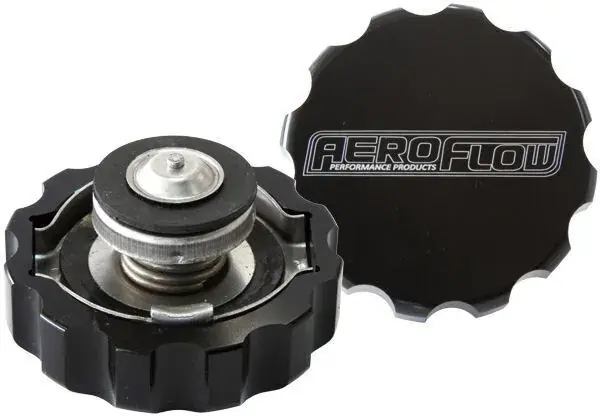 Aeroflow Billet Radiator Cap Large Style 16 psi 1.1 Bar suit 42mm Water Neck - Black Professional Grade