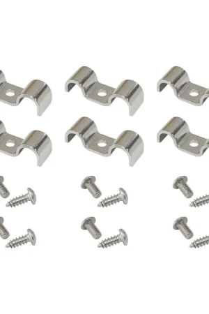 Aeroflow 3/16" and 3/8" Dual Hard Line Clamps - Stainless Steel - 6 Pack Crafted