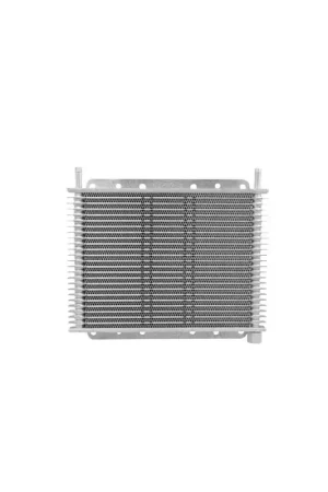 Professional Grade PWR Trans Oil Cooler - 280 x 200 x 19mm 3/8" Hose Barb suits 9" SPAL Fan, Temp Switch Boss - Raw