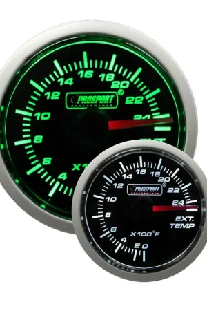 ProSport 52mm Exhaust Gas Temperature Gauge - Green/White - Fahrenheit Genuine
