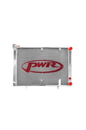 Shop Now PWR 55mm 2-Pass Crossflow Radiator w/ Offset 16" SPAL Fan Mounts (Skyline R32 GTR 89-94)