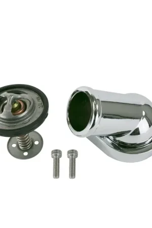 Proflow Aluminium Water Neck & Thermostat Kit LS Chev For Holden 45 Degree Swivel Black Luxury